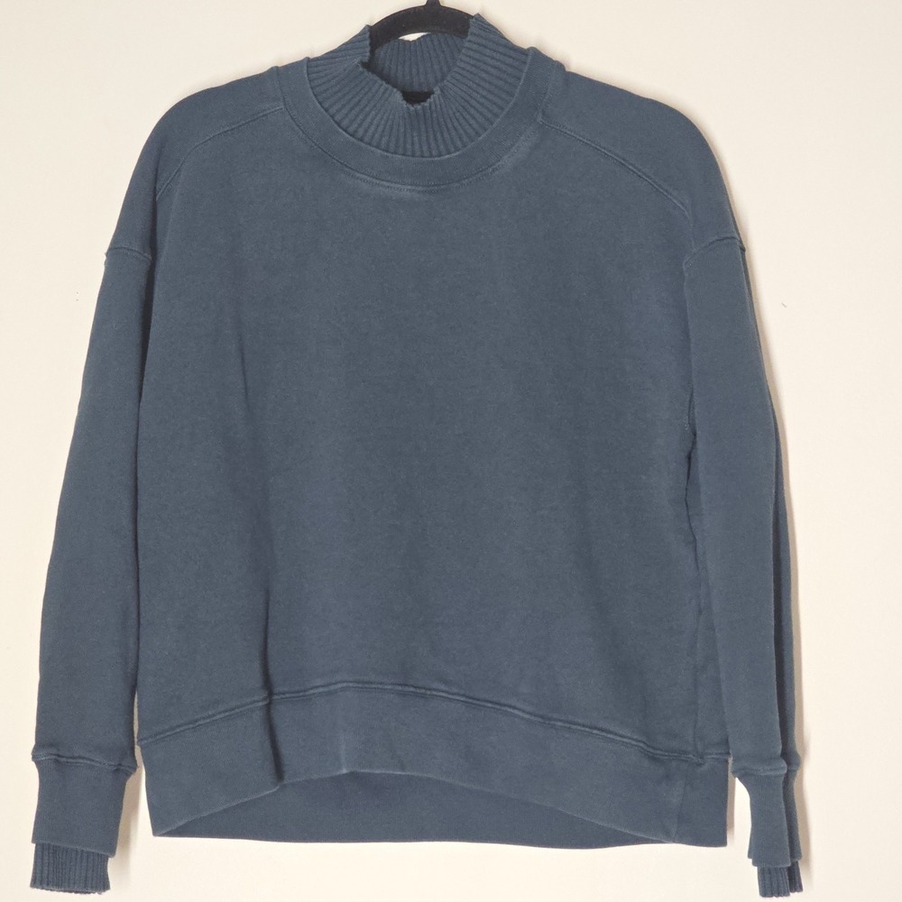Reiss Regan Sweatshirt Jumper Ribbed Neck and Cuff Teal Womens Size M